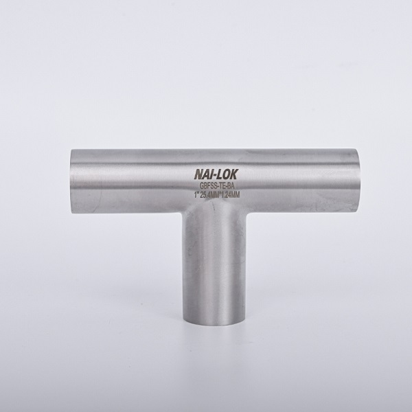 NAI-LOK Ultra High Purity 316L Stainless Steel Weld Tee Connector Pipe Fitting 1 Inch 25.4mm x 1.24mm